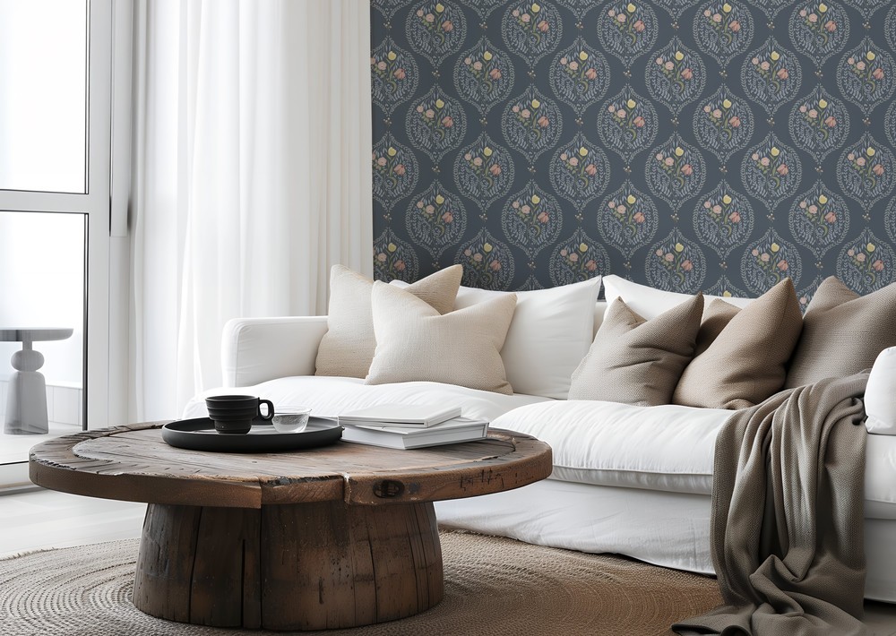 Bild på Flower bouquet in ogee Blue - 1032601-03